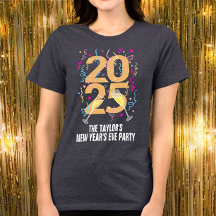 Camiseta Triblenda celebración de año nuevo 2025 noche champán dorado