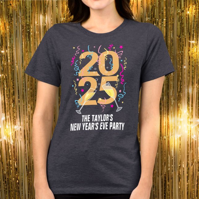 Camiseta Triblenda Celebración del año nuevo 2025 noche champán oro (Subido por el creador)