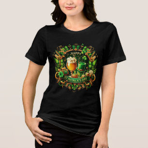Camiseta Triblenda Celebración del Día de San Patricio Ornamentada en