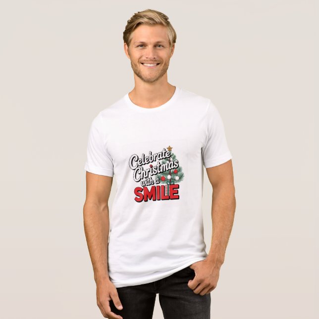 Camiseta Triblenda Celebrar a los Navidades con sonrisa (Anverso Completo)