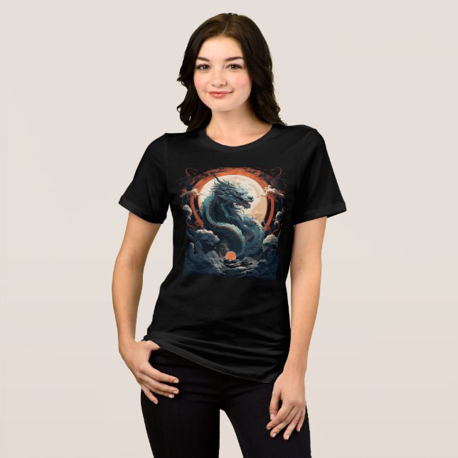 Camiseta Triblenda Celestial Dragon Beneath Burning Moon (Anverso Completo)