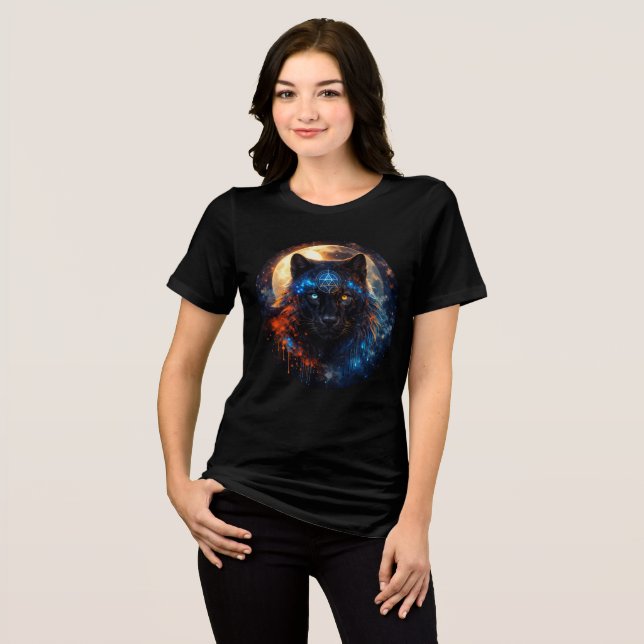 Camiseta Triblenda Celestial Panther with Moon & Sacred Geometry (Anverso Completo)