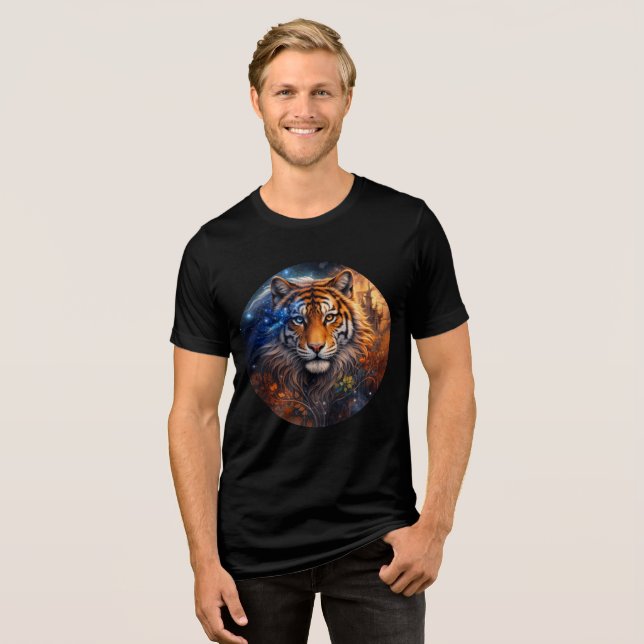 Camiseta Triblenda Celestial Tiger – Day and Night Fantasy Art (Anverso Completo)