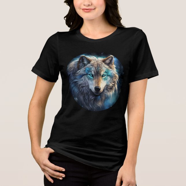 Camiseta Triblenda Celestial Wolf with Starry Eyes – Spirit Animal Ar (Anverso)