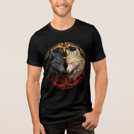 Camiseta Triblenda Celestial Wolves – Gold & Fire Spirit Design