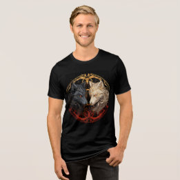 Camiseta Triblenda Celestial Wolves – Gold & Fire Spirit Design