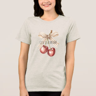 Camiseta Triblenda Cerezas Rojas con Purpurina Dorada