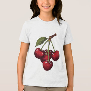 Camiseta Triblenda Cerezas Rojas Lindas mamá regaló Cerezas Dulces Br