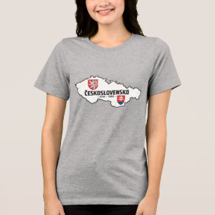 Camiseta Triblenda Československo 1918-1992 Mapa Antiguo Deteriorada