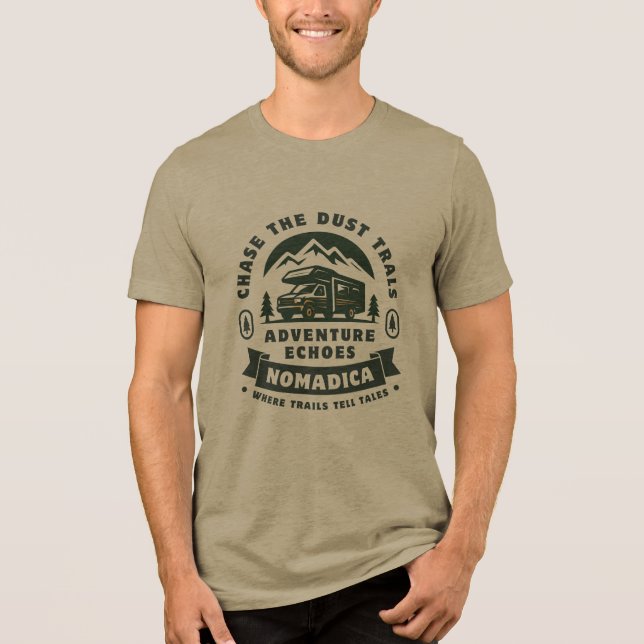 Camiseta Triblenda Chase the Dust Trails®: Adventure Echoes™ Retro RV (Anverso)