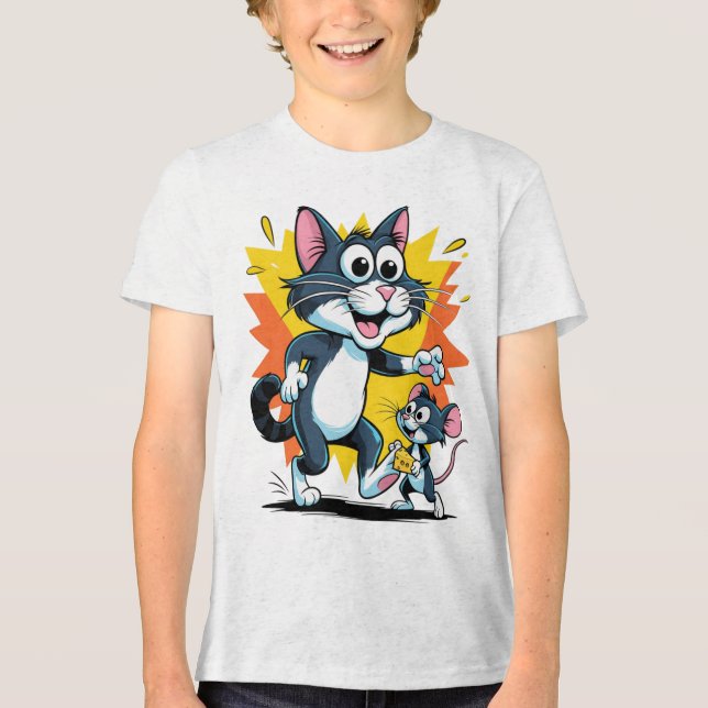 Camiseta Triblenda Chasis de gato y ratón personalizado (Anverso)