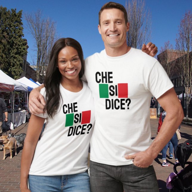 Camiseta Triblenda ¿Che Si Dice? - "¿Qué pasa?" Italiano diciendo (Che si dice? What's Up? in Italian white t-shirt)