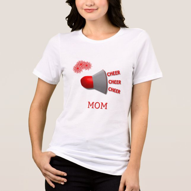 Camiseta Triblenda Cheer Cheer Cheer MOM Megaphone PomPoms (Anverso)