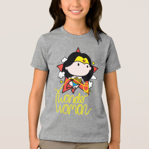 Camiseta Triblenda Chibi WonWoman Volando Con Lasso