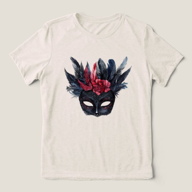 Camiseta Triblenda Chic Black Burgundy Red Floral Mask (Diseño delantero )
