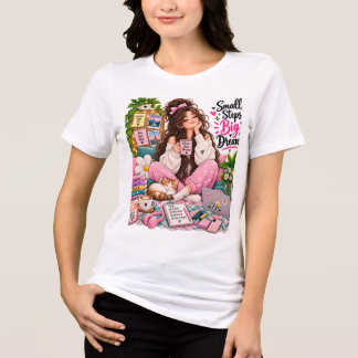 Camiseta Triblenda Chica Acogedora de Grandes Sueños: Café, Libros y