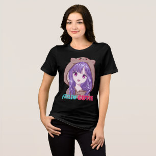 Camiseta Triblenda Chica Adolescente Anime Sentirse Cute Pelo Morado 