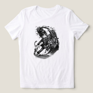 Camiseta Triblenda Chica de Anime Oscura con Arte de Gato Gigante