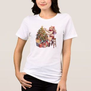 Camiseta Triblenda Chica de anime suave recortando el árbol