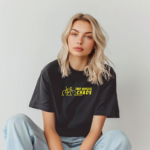 Camiseta Triblenda Chica de bicicleta retro Ironía negro amarillo