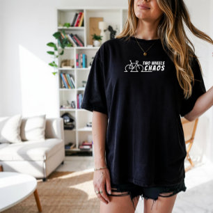 Camiseta Triblenda Chica de bicicleta retro Ironía negro blanco