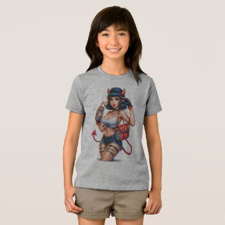 Camiseta Triblenda Chica de energía del diablo Tee gráfico - Edgy Ani