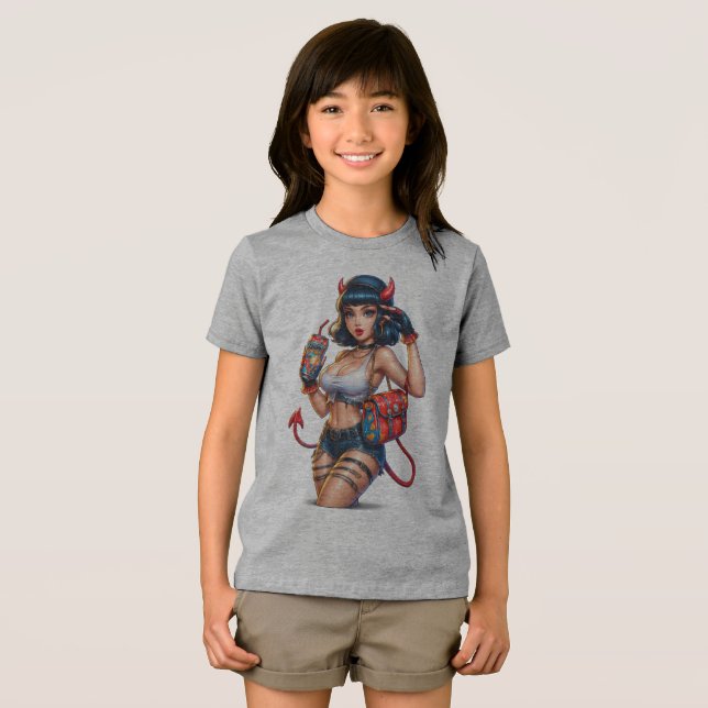 Camiseta Triblenda Chica de energía del diablo Tee gráfico - Edgy Ani ( Anverso Completo)