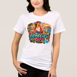 Camiseta Triblenda Chica de Honolulu Hawái Viaje Tropical