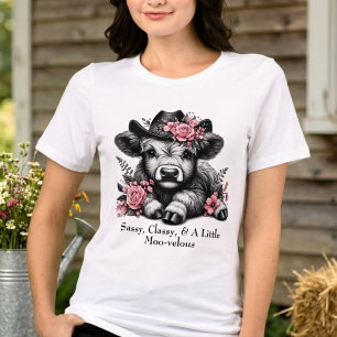Camiseta Triblenda Chica De Vaca Cuidada, Vaca Highland Con Texto