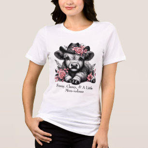 Camiseta Triblenda Chica De Vaca Cuidada, Vaca Highland Con Texto