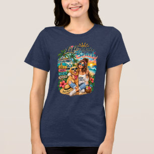 Camiseta Triblenda Chica de Verano con Perro Adorable – Sol y Buenas
