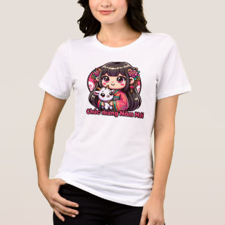 Camiseta Triblenda Chica del Año Nuevo vietnamita y cabra