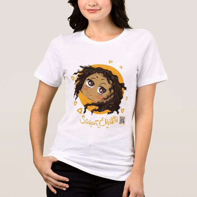 Camiseta Triblenda Chica del lindo chibi africano (Anverso)