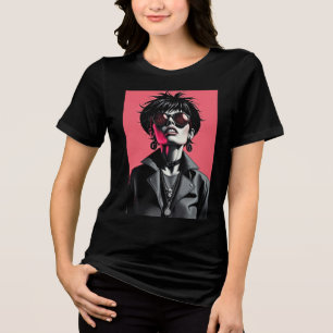 Camiseta Triblenda Chica Edgy Gothic Rock - Pop Art Rosa