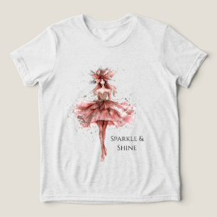 Camiseta Triblenda Chica espumoso con vestido de oro rosa