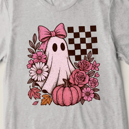 Camiseta Triblenda Chica fantasma de coqueta rosa retro con Bow Hallo