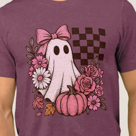 Camiseta Triblenda Chica fantasma de coqueta rosa retro con Bow Hallo