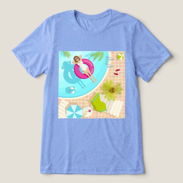 Camiseta Triblenda Chica fiesta de la piscina en la playa de verano d (Diseño delantero )