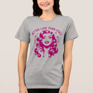 Camiseta Triblenda Chica Glam Retro de los 50 Cita Divertida y Sarcás