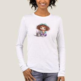 Camiseta Triblenda Chica Linda con Gatitos Arte Kawaii Acogedor