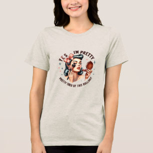 Camiseta Triblenda Chica retro ingenioso - Bonito cansada de la mezcl