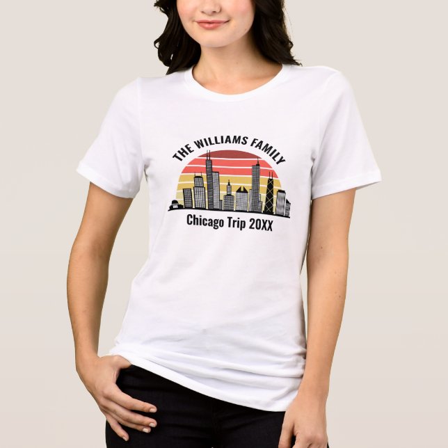 Camiseta Triblenda Chicago Sunset Customized Family Trip Women's (Anverso)