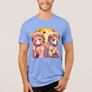 Camiseta Triblenda Chicas de la Luna Hippie, Chica anime, dan un sign
