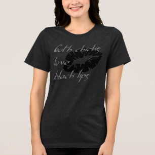 Camiseta Triblenda Chicas Góticas Aman Labios Negros Humor de Hallowe