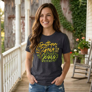 Camiseta Triblenda Chicas sureñas dejan que Jesús haga el resto (Gray