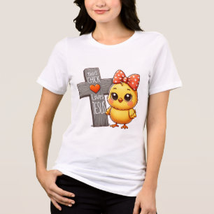 Camiseta Triblenda Chick feliz con arte cruzado