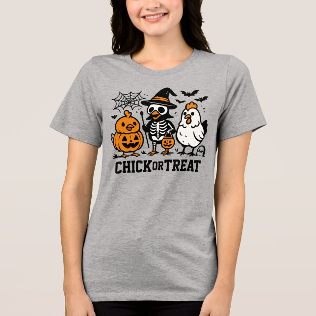 Camiseta Triblenda Chick o Treat con la graciosa camiseta de Hallowee (Anverso)