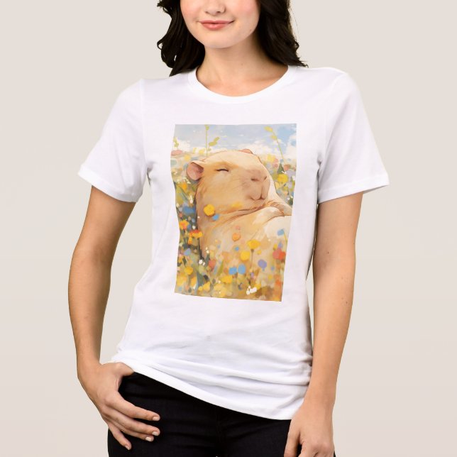 Camiseta Triblenda Chigüiro descansando en pastos pacíficos (Anverso)