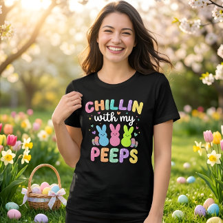 Camiseta Triblenda Chillin With My Peeps Cute Easter Bunny Women