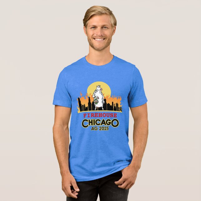 Camiseta Triblenda Chimenea masculina en Chicago Tee (Anverso Completa)